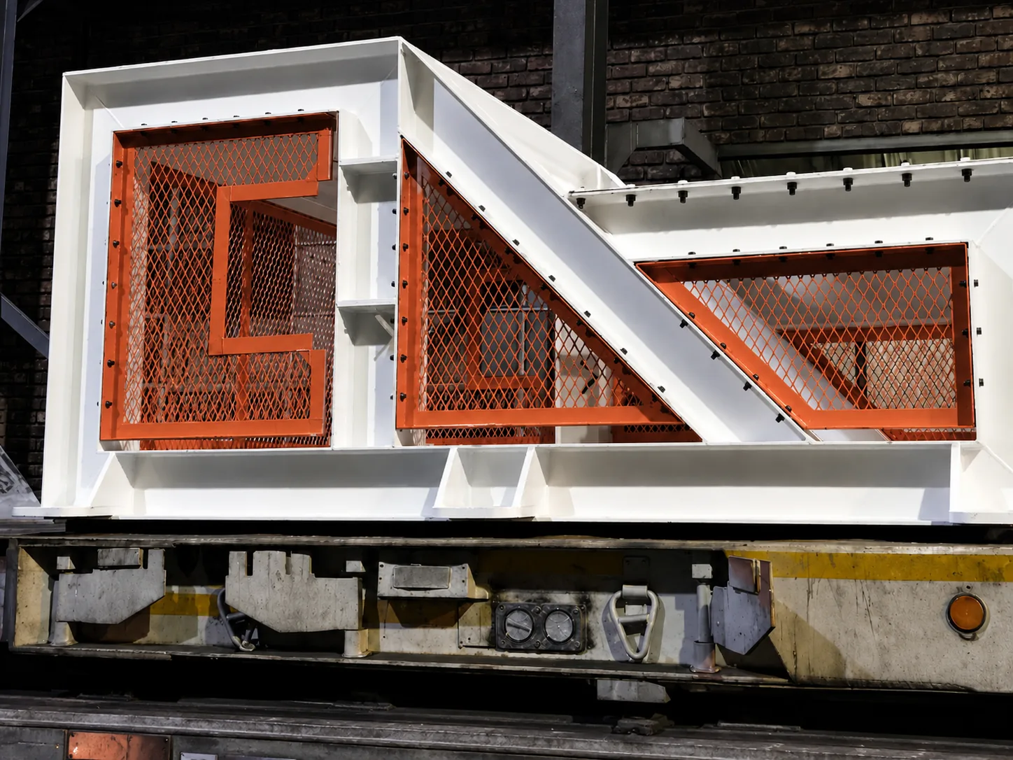 Structural steel installation on site